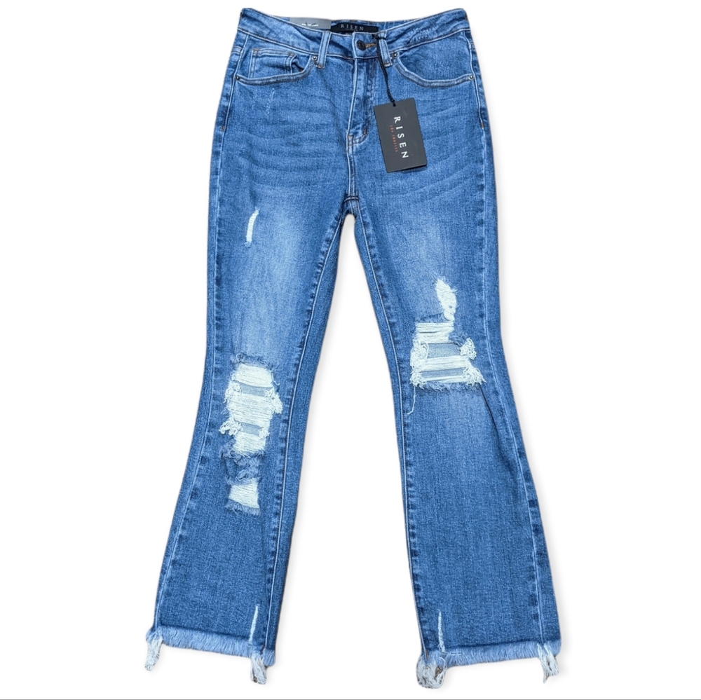 Risen High Rise Distressed Vintage Ankle Straight Leg Jeans Women's size 5/27